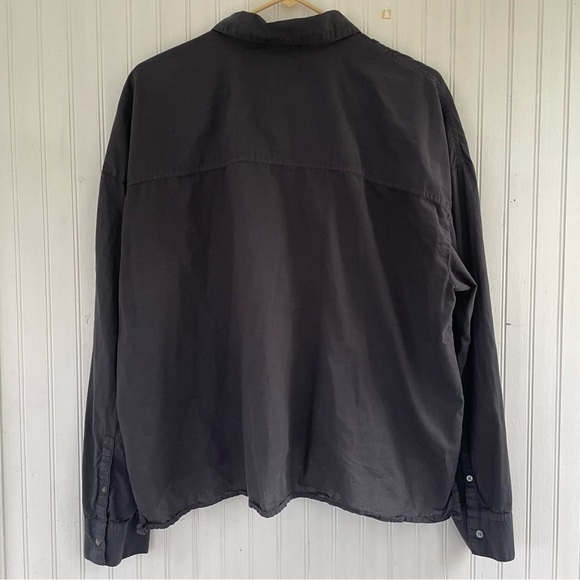 James Perse Women's Black Oversized Cotton Lawn Cropped Button Down Shirt XL - Picture 3 of 8